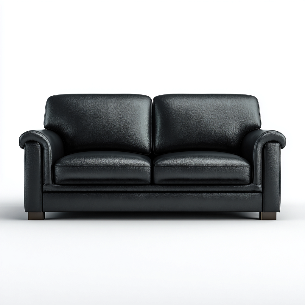 Divano lineare-pelle-legno-metallo-180x90x88 cm-nero-design classico-Nestleia