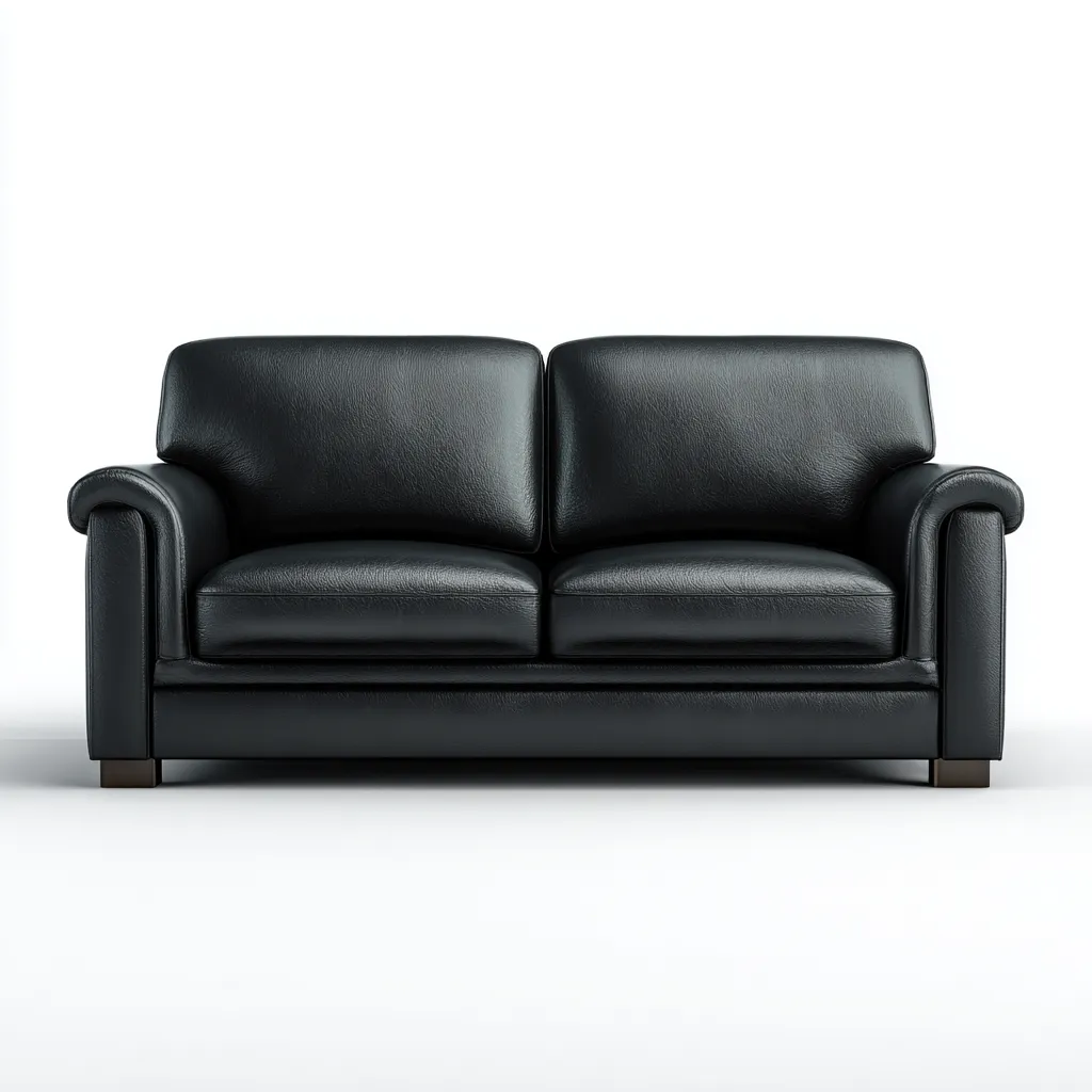 Divano lineare-pelle-legno-metallo-180x90x88 cm-nero-design classico-Nestleia