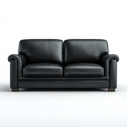 Divano lineare-pelle-legno-metallo-180x90x88 cm-nero-design classico-Nestleia