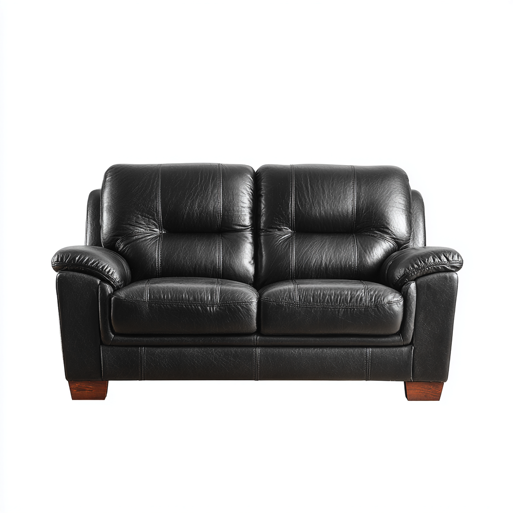 Divano lineare-pelle-legno-metallo-183x93x90 cm-nero-design classico-Nestleia