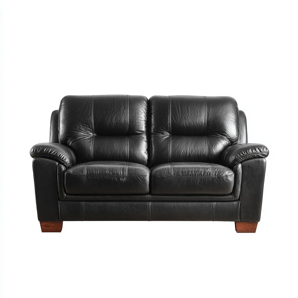 Divano lineare-pelle-legno-metallo-183x93x90 cm-nero-design classico-Nestleia