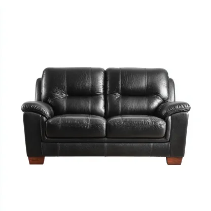 Divano lineare-pelle-legno-metallo-183x93x90 cm-nero-design classico-Nestleia