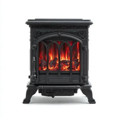 Camino elettrico-metallo-vetro-58x34x68 cm-nero-design classico-Nestleia