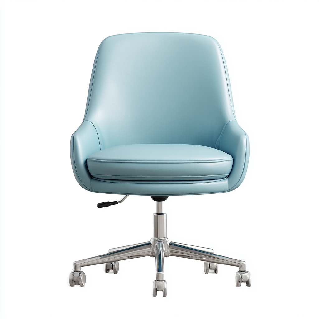 Sedia da ufficio in pelle-plastica-metallo 50x48x90 cm azzurro design moderno-Nestleia