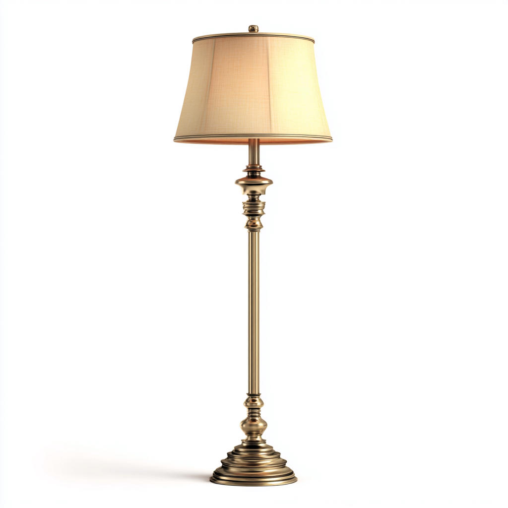 Lampada da terra - metallo-tessuto - 30x30x170 cm - ottone-beige - stile classico-Nestleia