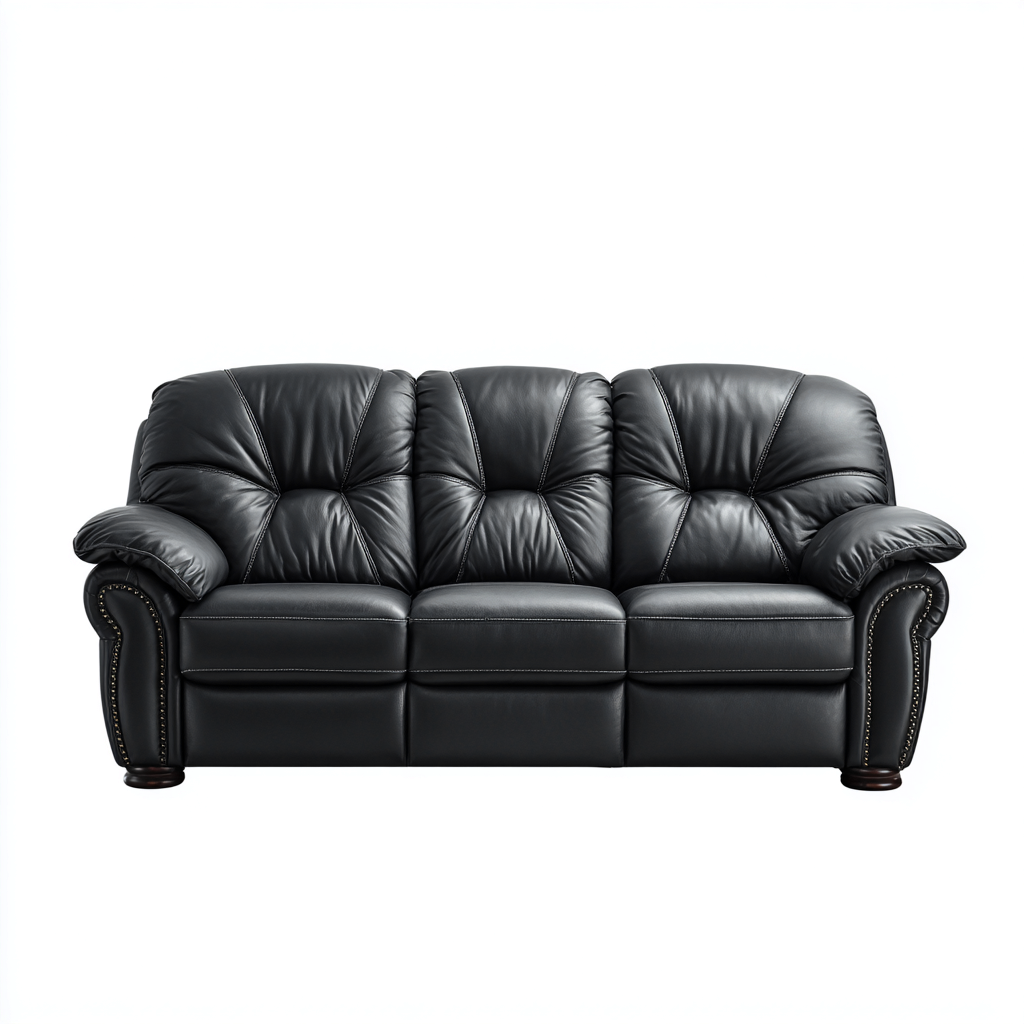 Divano lineare-pelle-legno-metallo-212x98x93 cm-nero-design classico-Nestleia