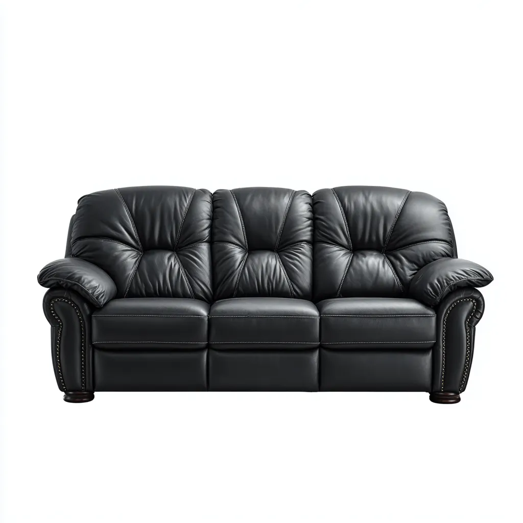 Divano lineare-pelle-legno-metallo-212x98x93 cm-nero-design classico-Nestleia