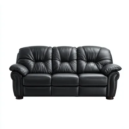 Divano lineare-pelle-legno-metallo-212x98x93 cm-nero-design classico-Nestleia