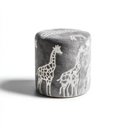 Pouf - velluto-imbottito - 32x32x36 cm - grigio-bianco - design decorativo-Nestleia