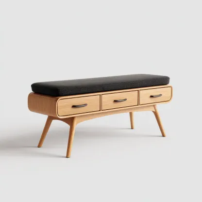 Panca da ingresso-legno-tessuto-110x38x46 cm-naturale-nero-moderno-Nestleia