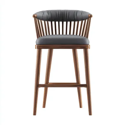 Sgabello da bar-legno-pelle-48x50x108 cm-grigio-design moderno-Nestleia