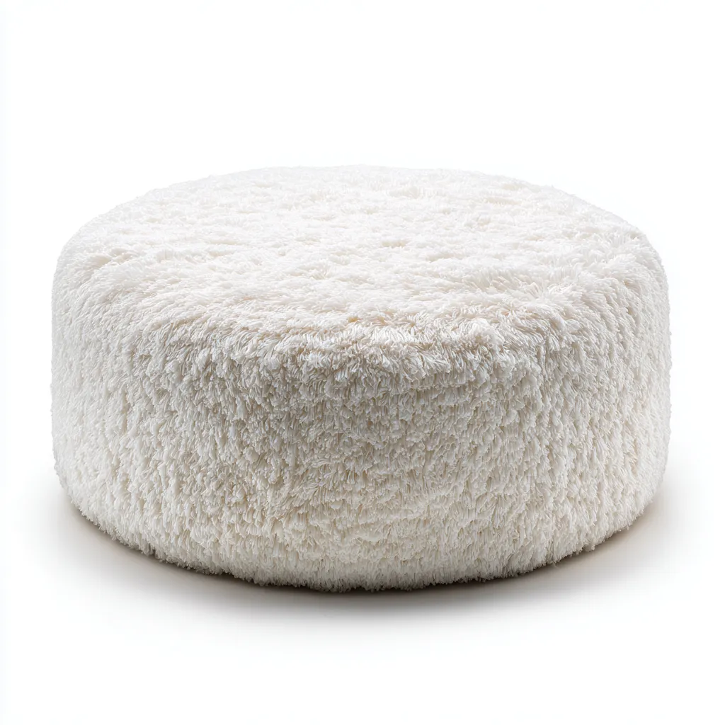 Pouf - tessuto-peluche-imbottito - 80x80x34 cm - bianco - stile moderno-Nestleia