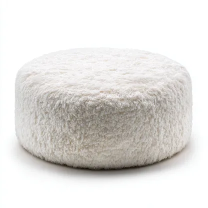 Pouf - tessuto-peluche-imbottito - 80x80x34 cm - bianco - stile moderno-Nestleia