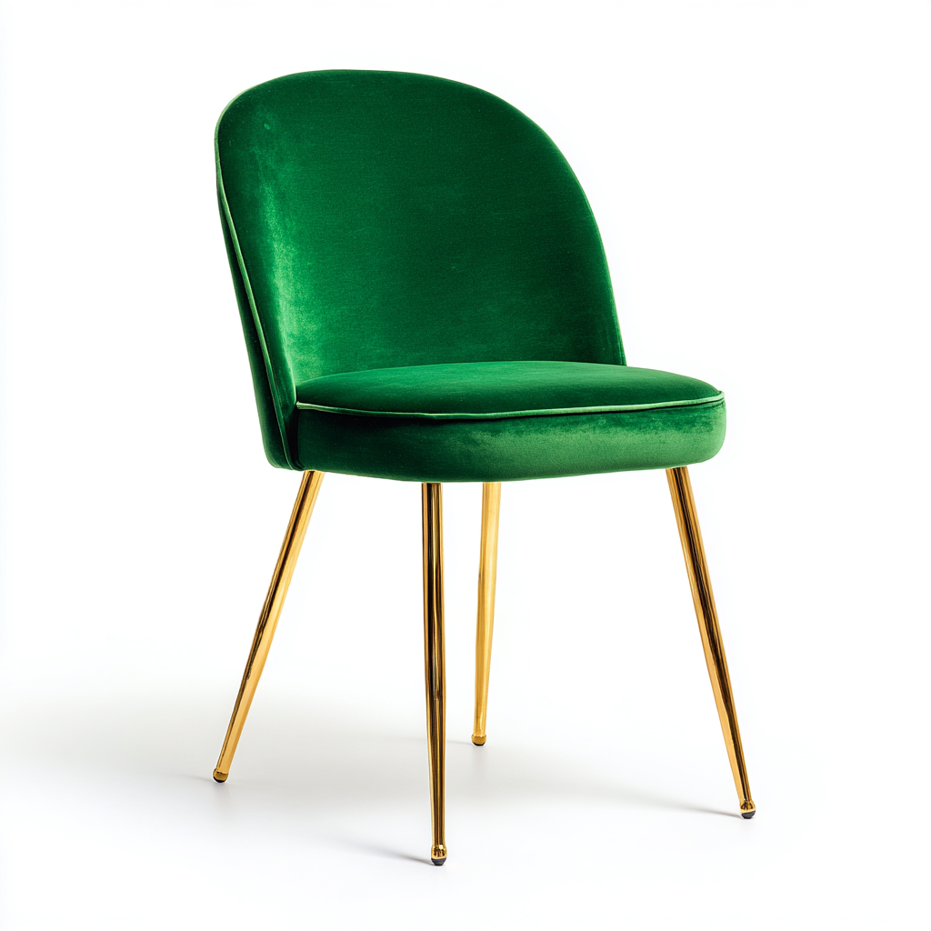 Sedia da pranzo-velluto-metallo-50x54x84 cm-verde smeraldo-design moderno-Nestleia