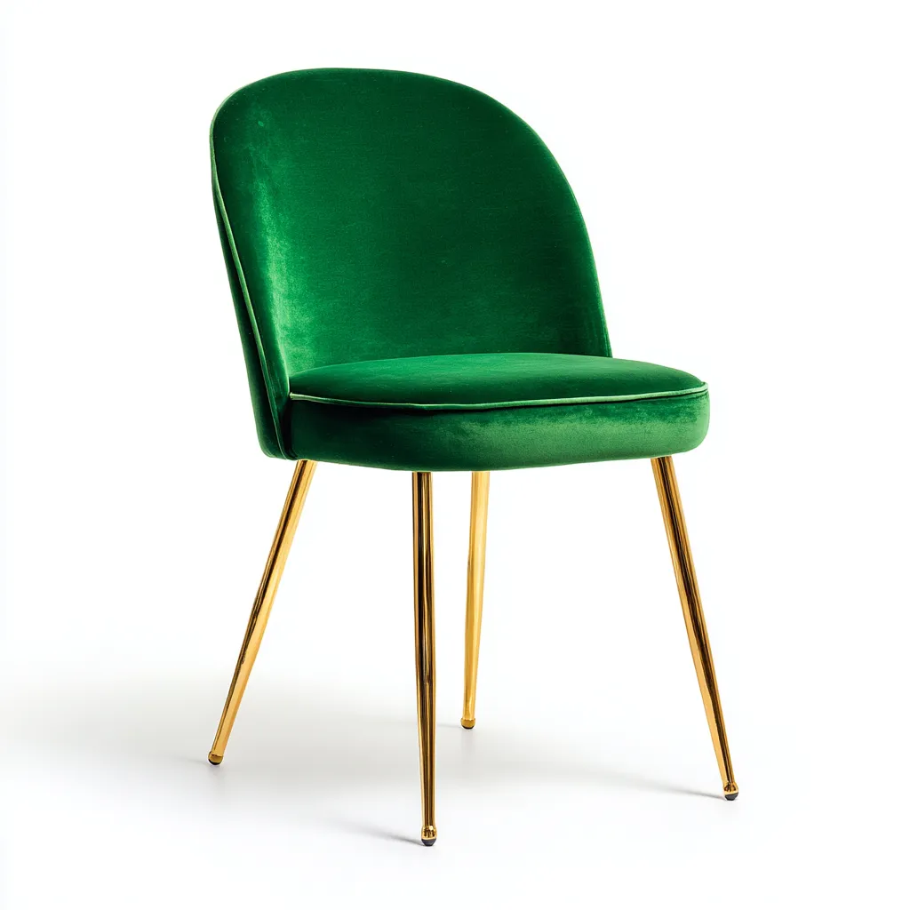 Sedia da pranzo-velluto-metallo-50x54x84 cm-verde smeraldo-design moderno-Nestleia
