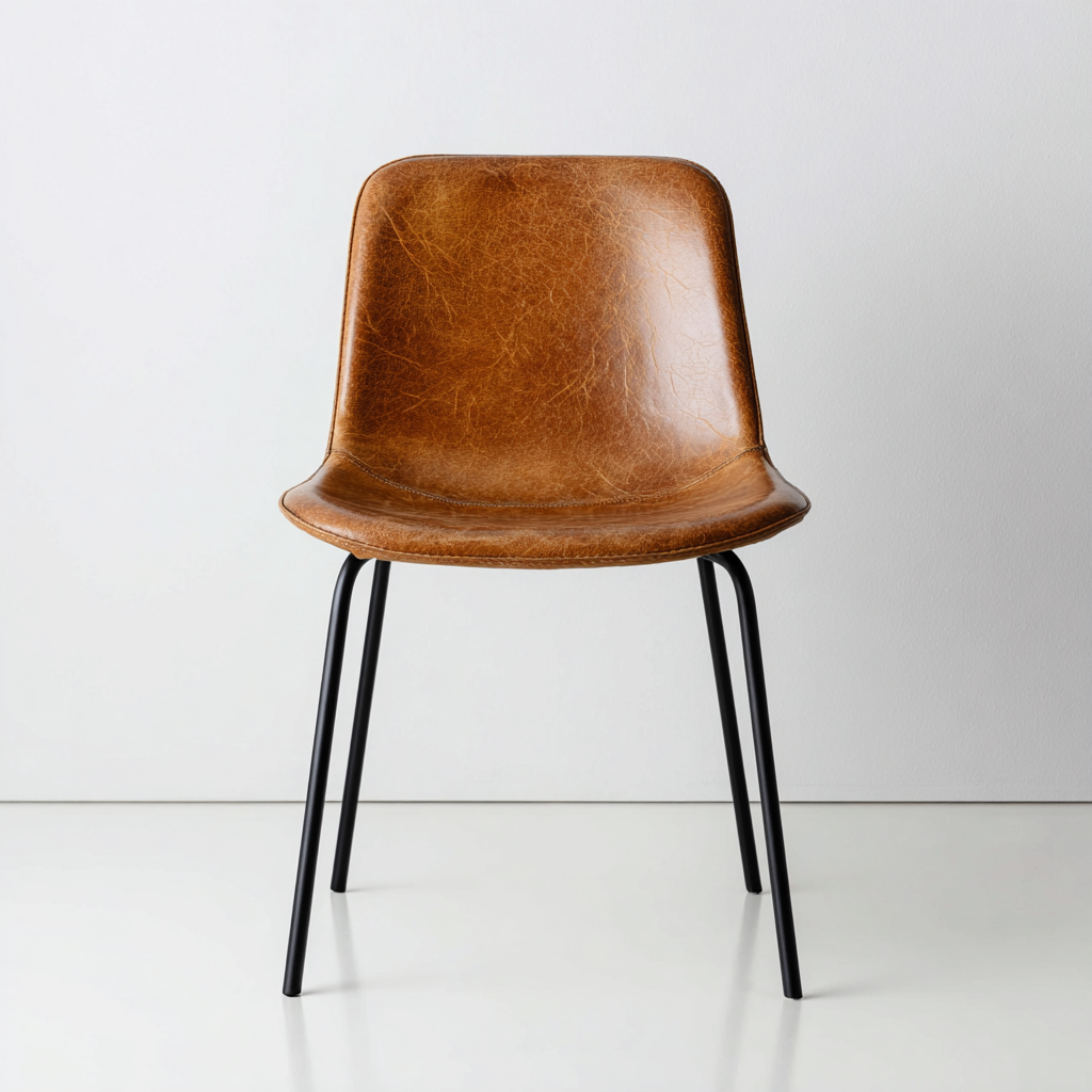 Sedia da pranzo-pelle sintetica-metallo-45x50x82 cm-marrone-design moderno-Nestleia