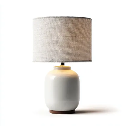 Lampada da tavolo - ceramica-tessuto-legno - 25x25x44 cm - bianco-naturale - stile moderno-Nestleia