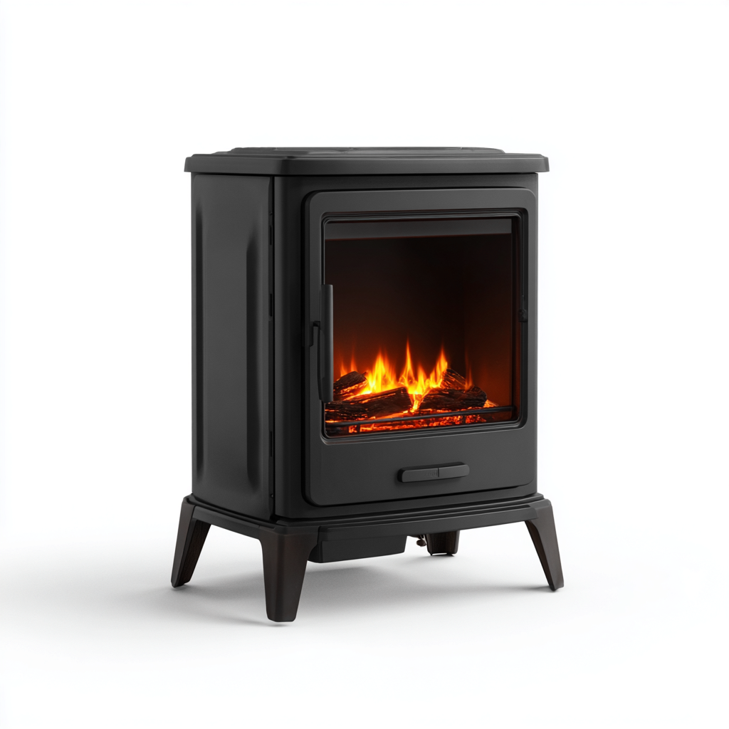 Camino elettrico-metallo-vetro-55x33x68 cm-nero-design moderno-Nestleia