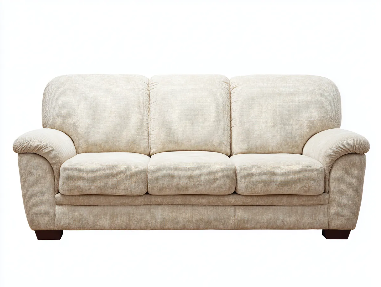 Divano 3 posti rivestito in tessuto 210x95x88 cm - beige/marrone scuro - adatto per soggiorno - design contemporaneo-Dwellingoliq