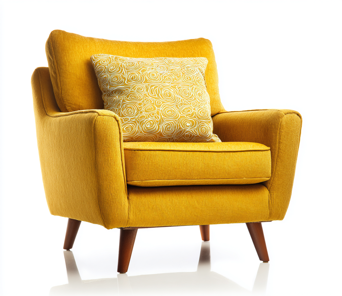 Poltrona in tessuto 78x80x95 cm - gialla/legno naturale - adatta al soggiorno - design moderno-Dwellingoliq