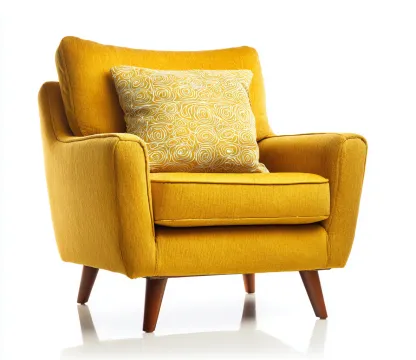 Poltrona in tessuto 78x80x95 cm - gialla/legno naturale - adatta al soggiorno - design moderno-Dwellingoliq