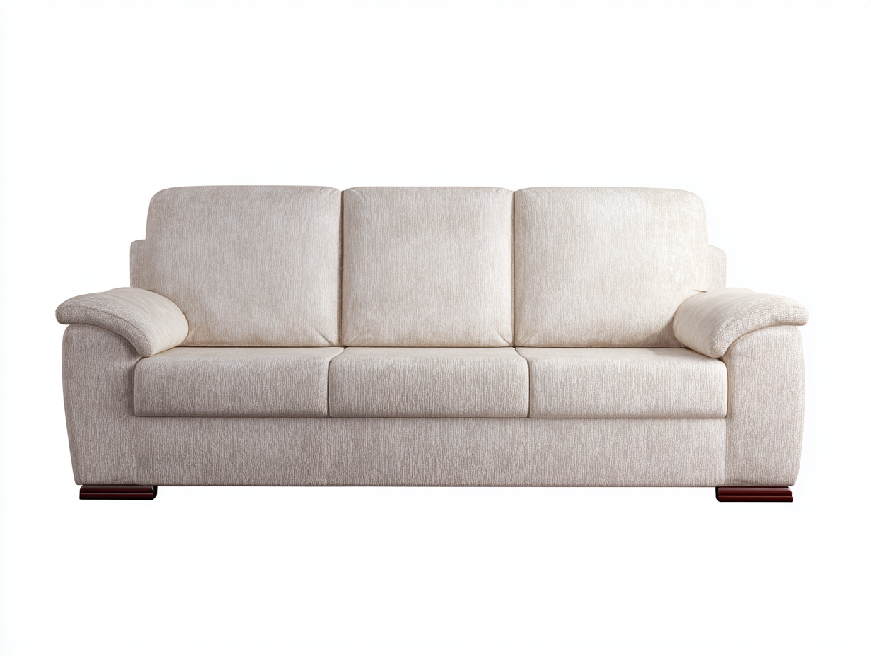 Divano a tre posti rivestito in tessuto 198x90x92 cm - beige chiaro/marrone scuro - per soggiorno - design confortevole-Dwellingoliq