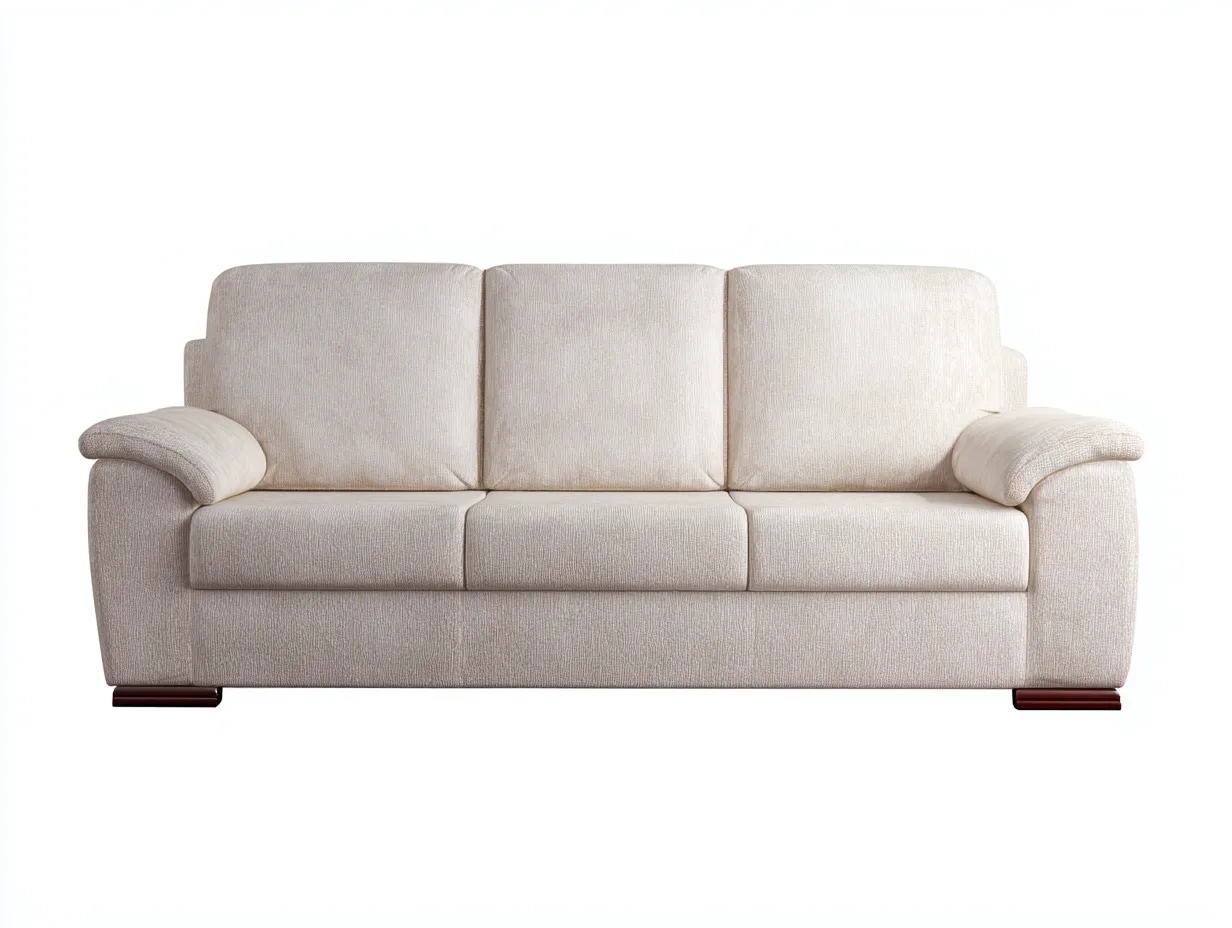 Divano a tre posti rivestito in tessuto 198x90x92 cm - beige chiaro/marrone scuro - per soggiorno - design confortevole-Dwellingoliq