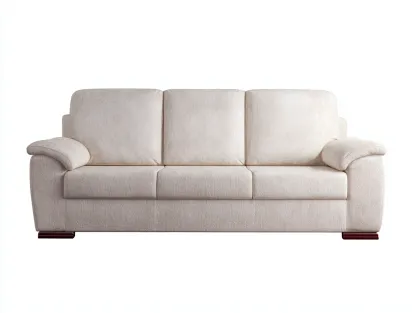 Divano a tre posti rivestito in tessuto 198x90x92 cm - beige chiaro/marrone scuro - per soggiorno - design confortevole-Dwellingoliq