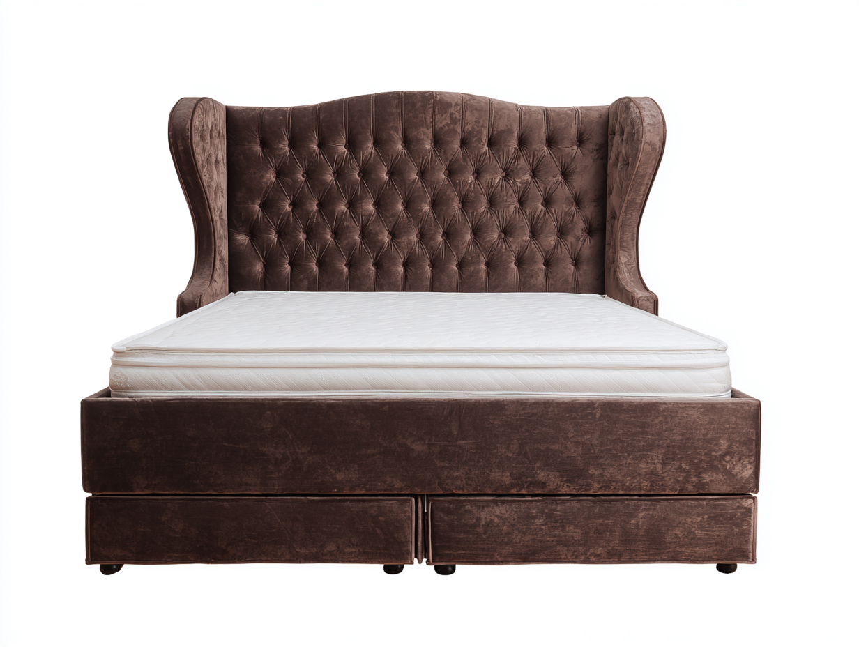 Letto matrimoniale imbottito 200x160x140 cm - marrone - adatto per camera da letto - con contenitore-Dwellingoliq