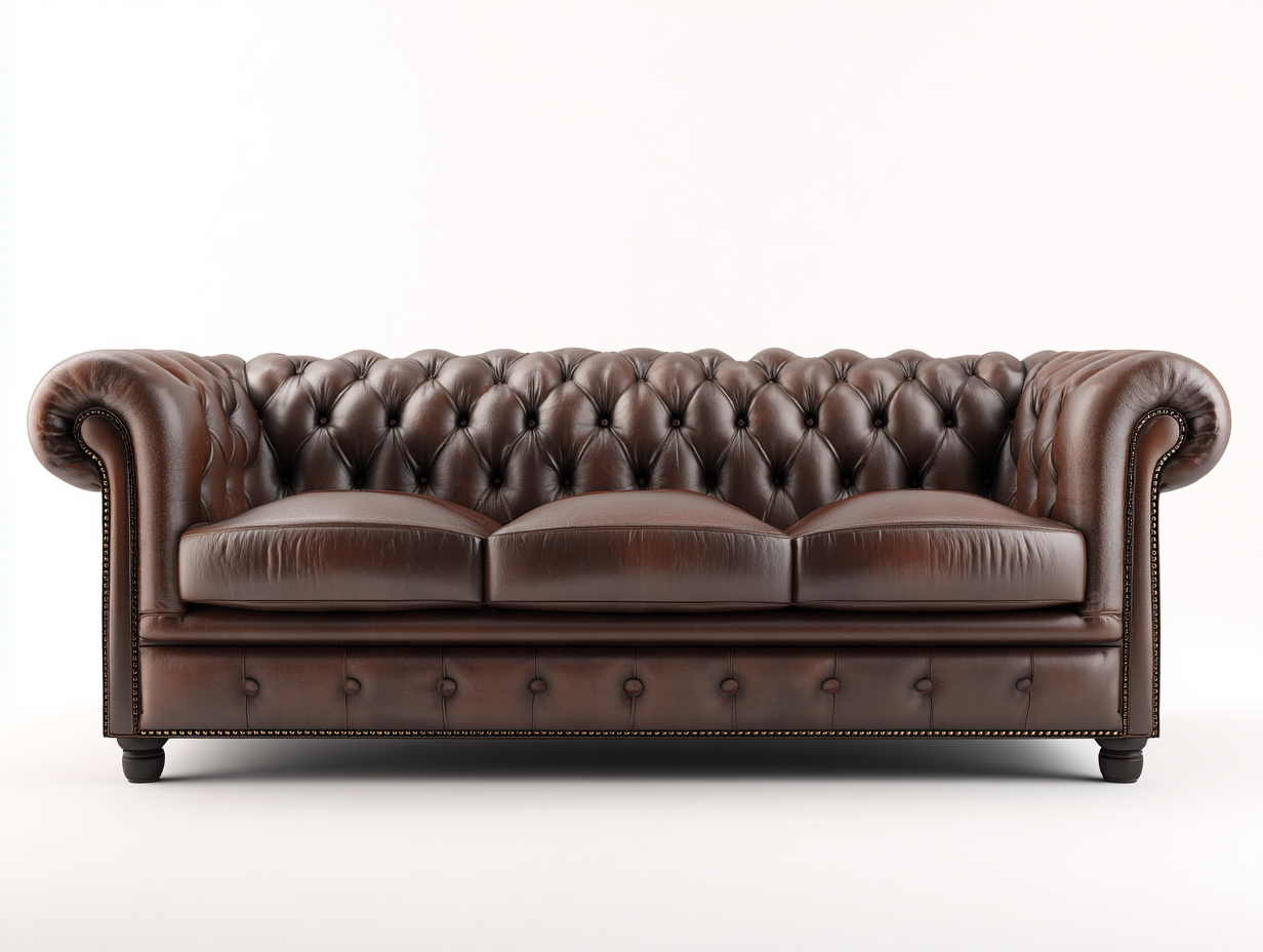 Divano 3 posti rivestito in vera pelle 210x95x78 cm - marrone scuro/nero - design classico-Dwellingoliq