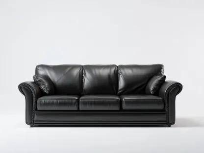 Divano 3 posti rivestito in vera pelle 210x95x82 cm - nero - design classico-Dwellingoliq