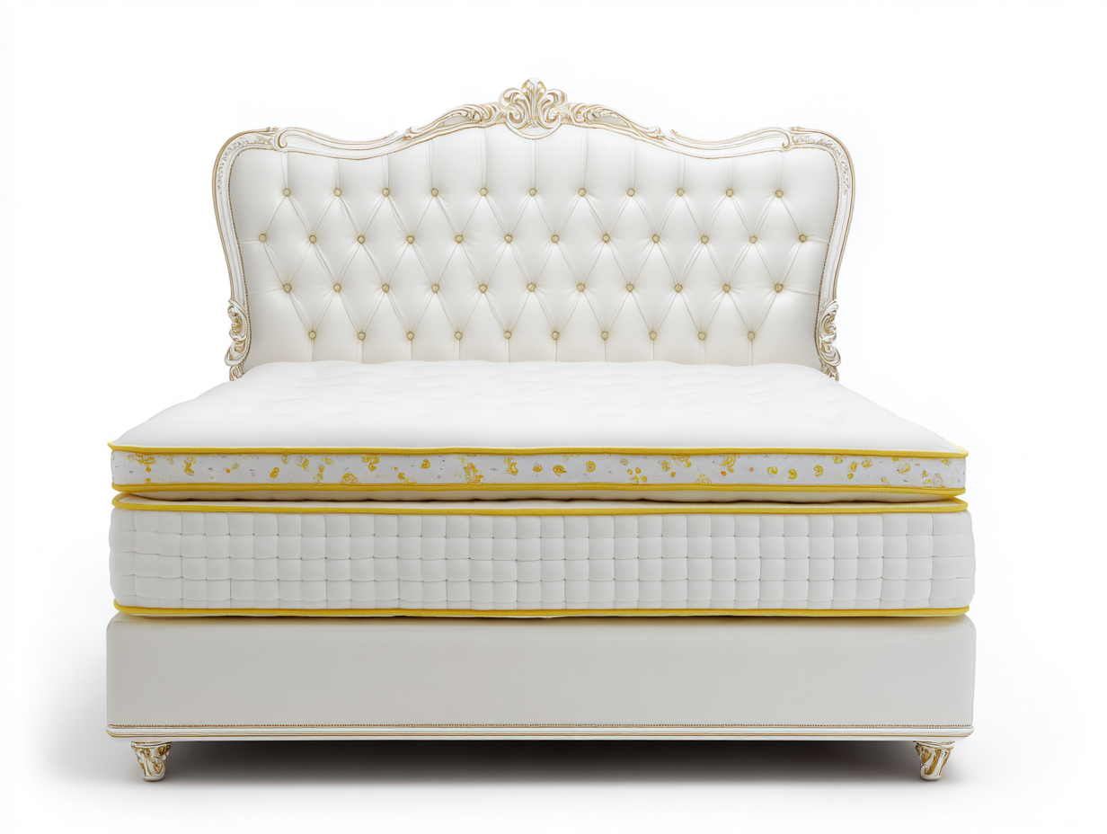 Letto matrimoniale imbottito 200x160x135 cm - bianco/oro - adatto per camera da letto - design classico-Dwellingoliq