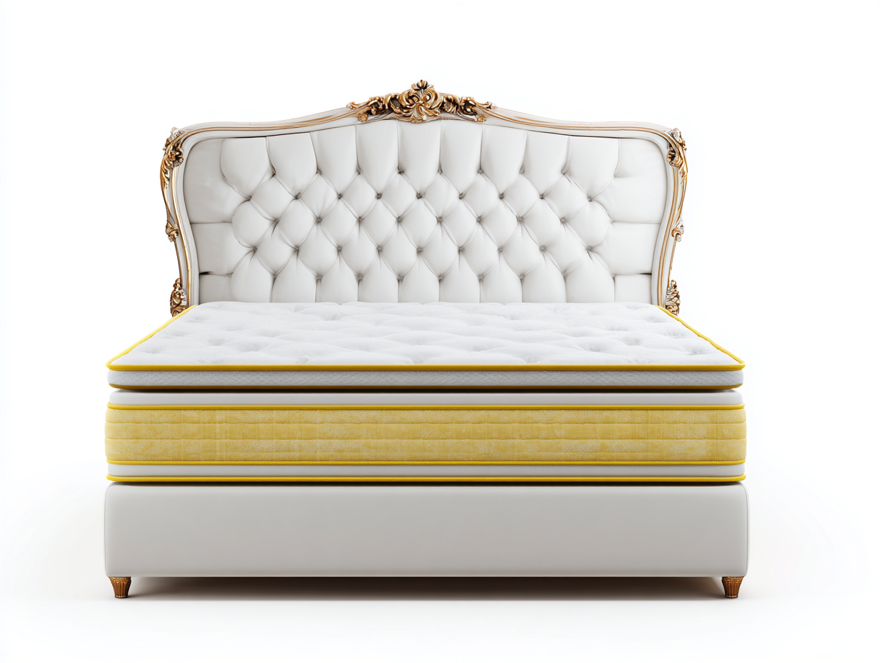 Letto matrimoniale imbottito 200x160x145 cm - bianco/giallo/oro - adatto per camera da letto - design classico-Dwellingoliq