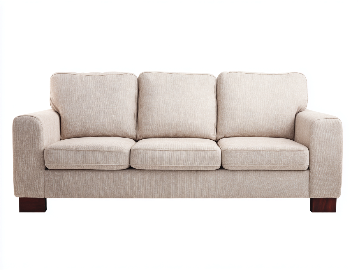 Divano 3 posti rivestito in tessuto 210x92x88 cm - beige/marrone scuro - adatto per soggiorno - design contemporaneo-Dwellingoliq