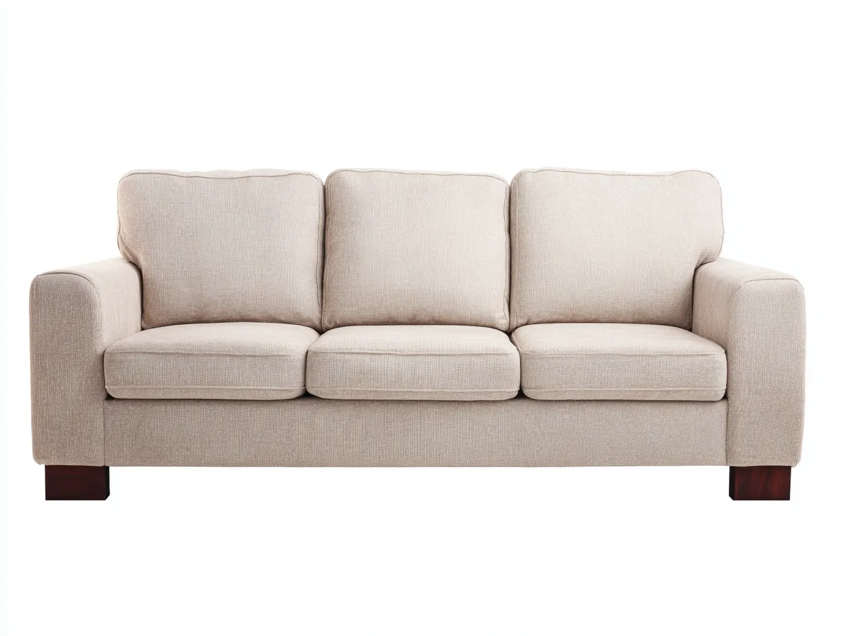 Divano 3 posti rivestito in tessuto 210x92x88 cm - beige/marrone scuro - adatto per soggiorno - design contemporaneo-Dwellingoliq