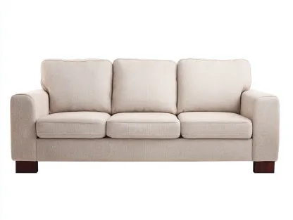 Divano 3 posti rivestito in tessuto 210x92x88 cm - beige/marrone scuro - adatto per soggiorno - design contemporaneo-Dwellingoliq