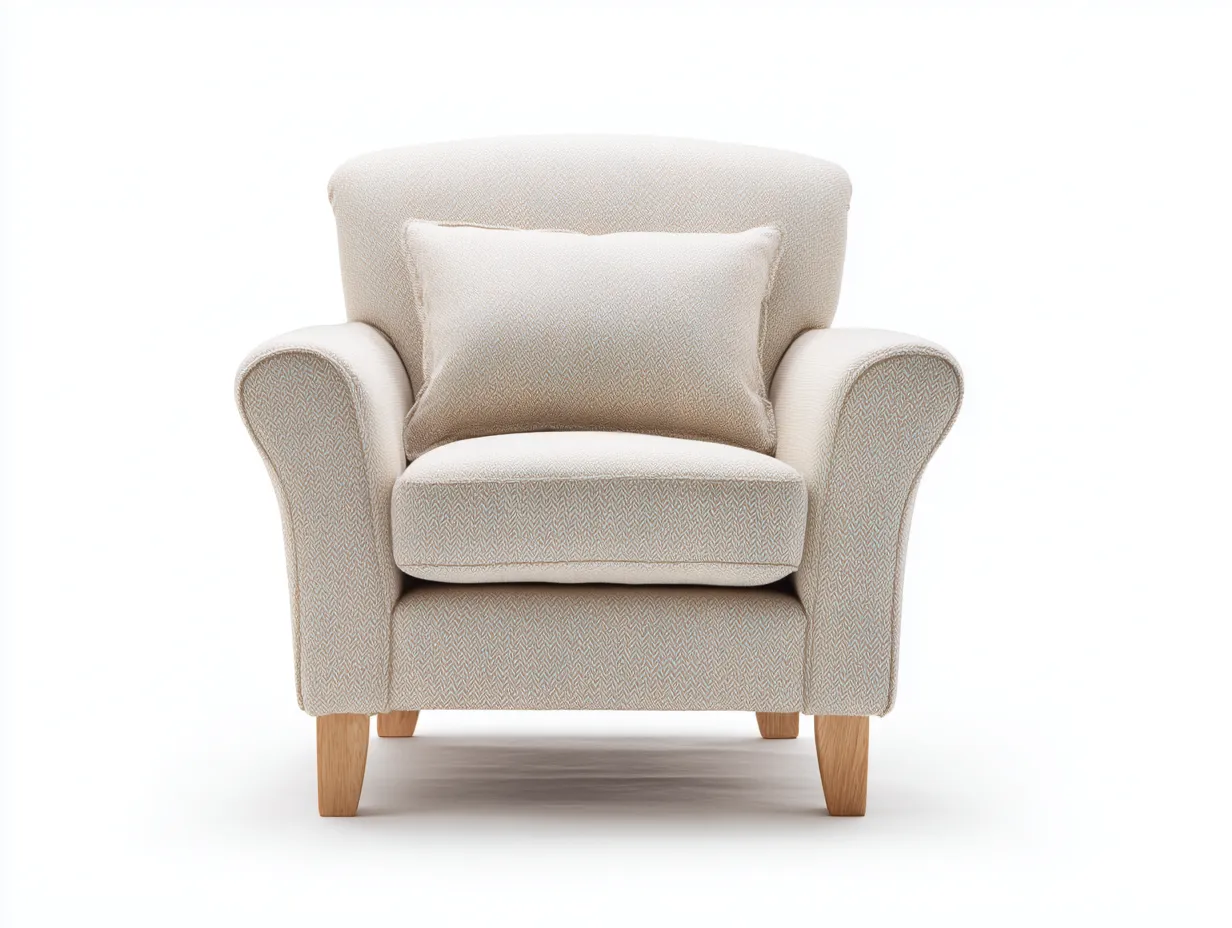 Poltrona in tessuto 80x85x92 cm - beige/legno naturale - adatta al soggiorno - design classico-Dwellingoliq