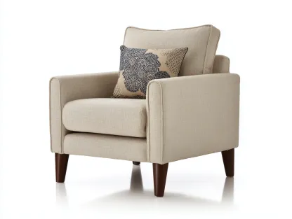 Poltroncina in tessuto 85x80x90 cm - beige/marrone scuro - adatta per soggiorno - design moderno-Dwellingoliq