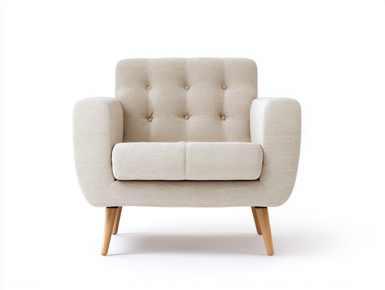 Poltrona in tessuto 78x82x92 cm - beige/legno naturale - adatta al soggiorno - design moderno-Dwellingoliq