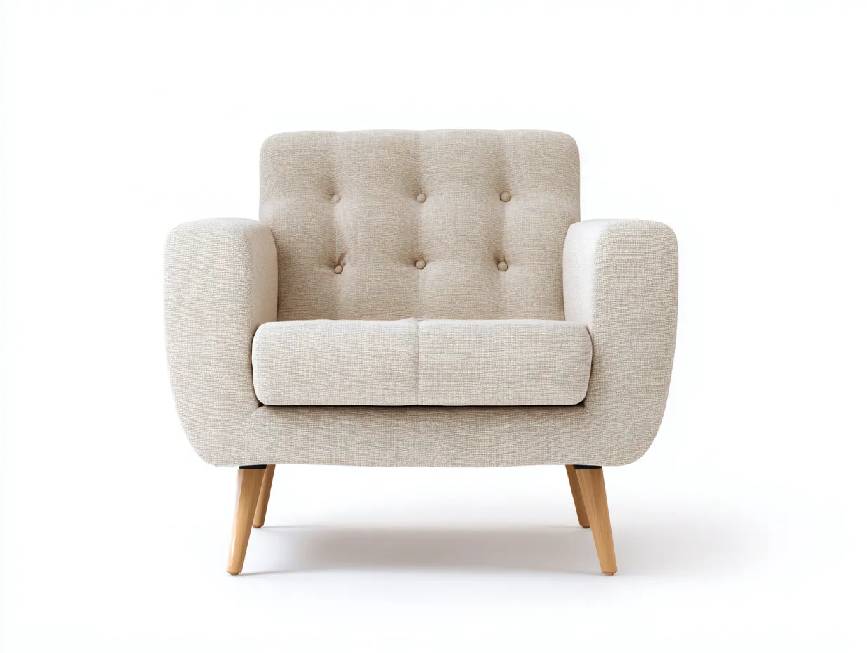 Poltrona in tessuto 78x82x92 cm - beige/legno naturale - adatta al soggiorno - design moderno-Dwellingoliq