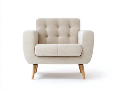 Poltrona in tessuto 78x82x92 cm - beige/legno naturale - adatta al soggiorno - design moderno-Dwellingoliq