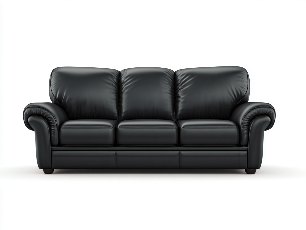 Divano a tre posti rivestito in pelle 210x95x90 cm - nero/marrone scuro - per soggiorno - design classico-Dwellingoliq