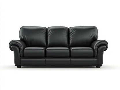 Divano a tre posti rivestito in pelle 210x95x90 cm - nero/marrone scuro - per soggiorno - design classico-Dwellingoliq