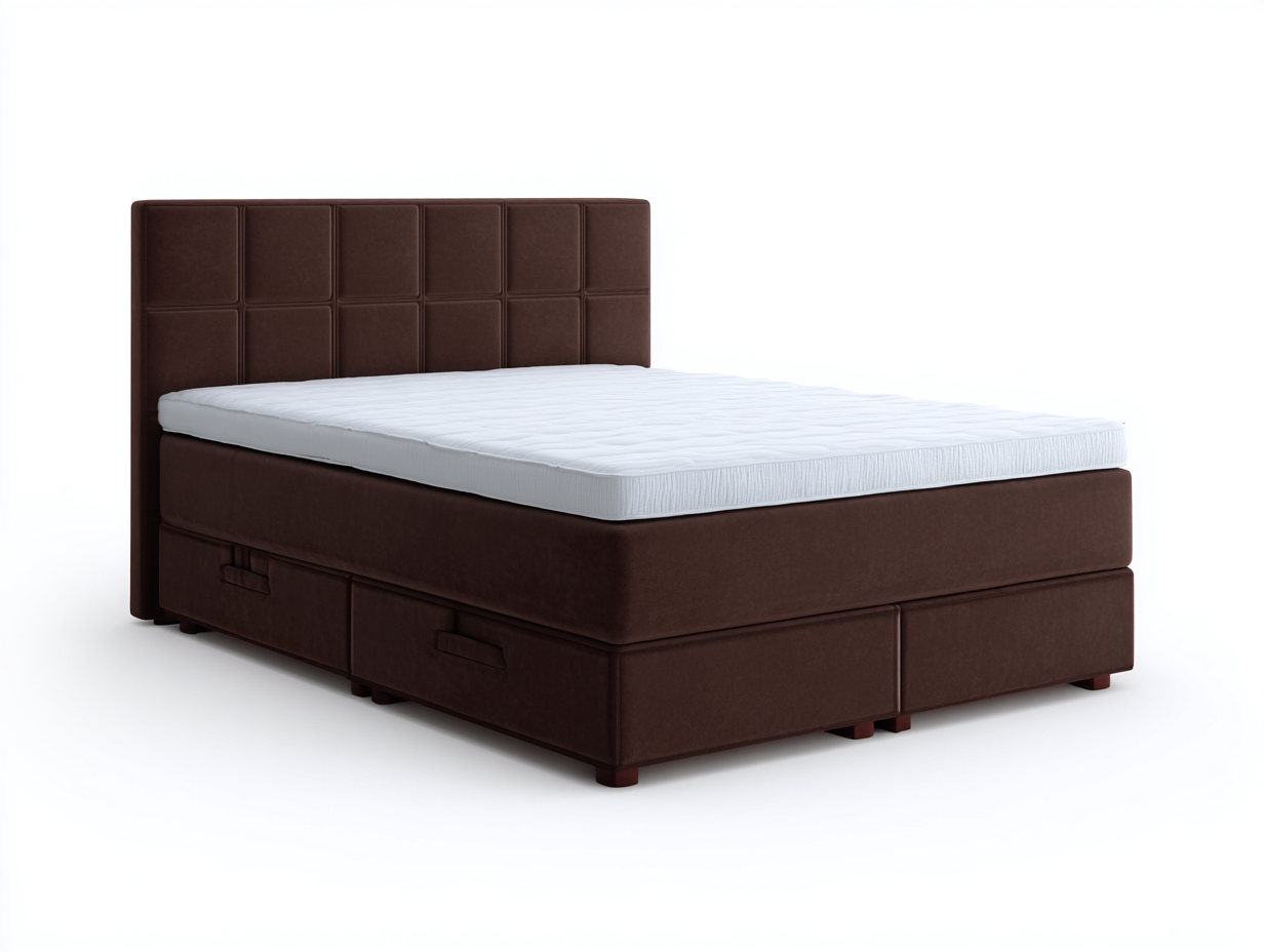 Letto matrimoniale imbottito con contenitore 200x160x115 cm - marrone - adatto per camera da letto - design moderno-Dwellingoliq