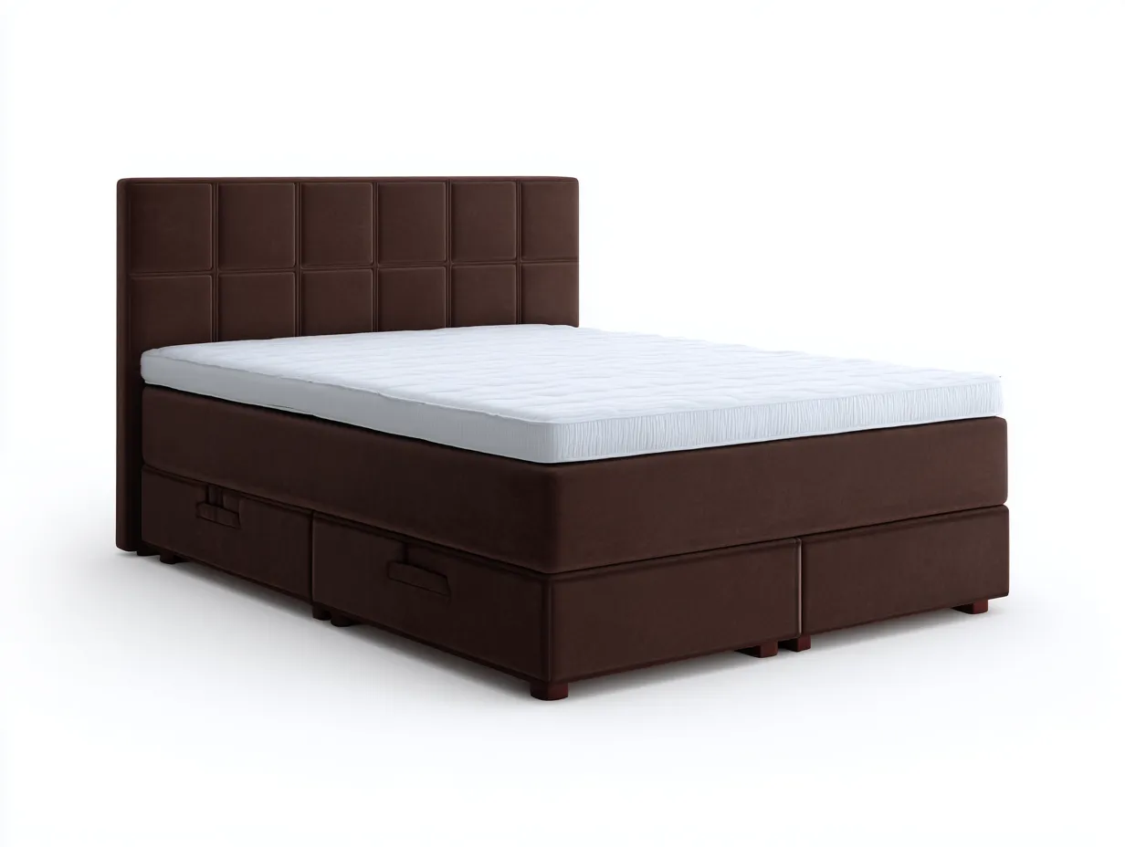 Letto matrimoniale imbottito con contenitore 200x160x115 cm - marrone - adatto per camera da letto - design moderno-Dwellingoliq