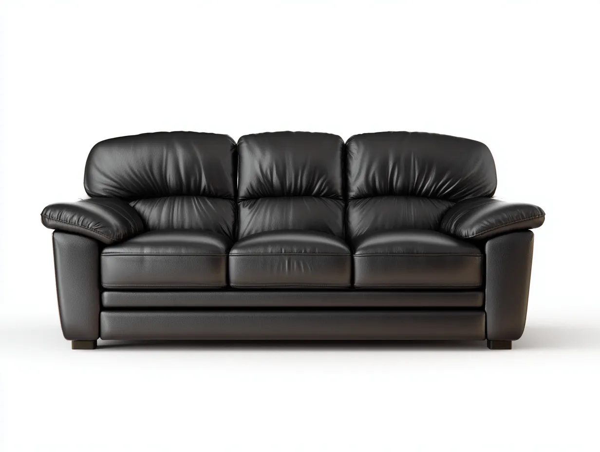 Divano a tre posti rivestito in pelle 210x95x88 cm - nero/marrone scuro - per soggiorno - design moderno-Dwellingoliq