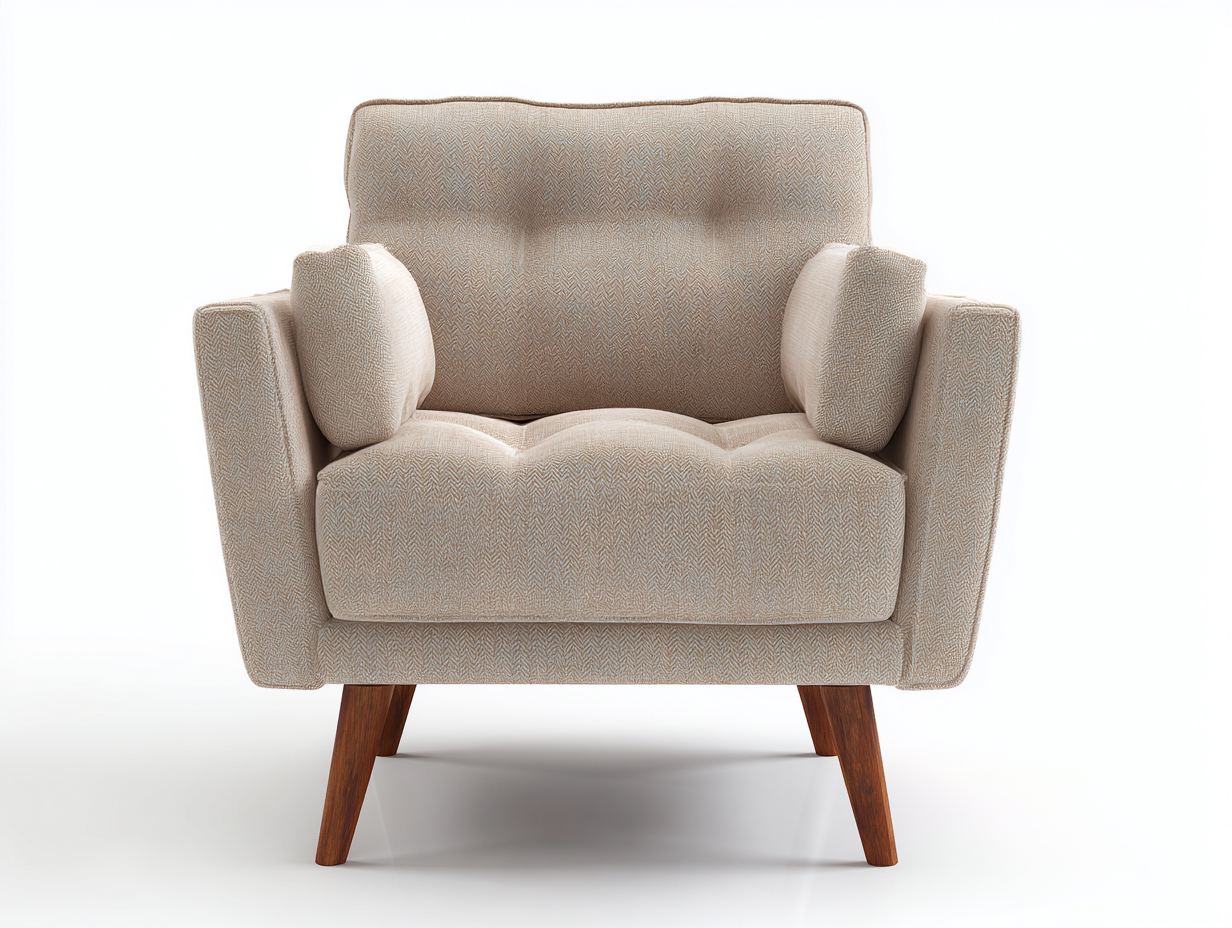 Poltroncina in tessuto 88x82x90 cm - beige/marrone scuro - adatta per soggiorno - design moderno-Dwellingoliq