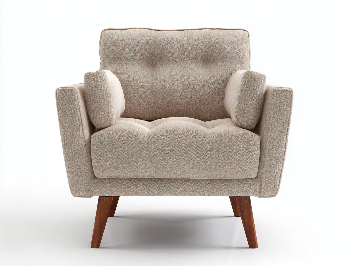 Poltroncina in tessuto 88x82x90 cm - beige/marrone scuro - adatta per soggiorno - design moderno-Dwellingoliq