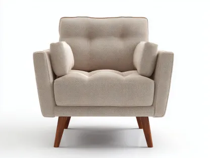 Poltroncina in tessuto 88x82x90 cm - beige/marrone scuro - adatta per soggiorno - design moderno-Dwellingoliq