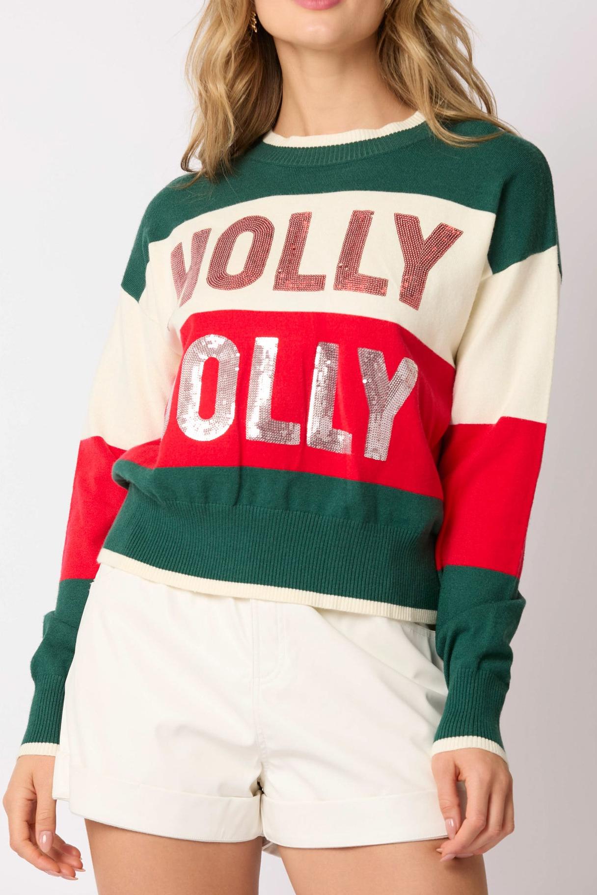 Sequined Knitted Long-Sleeved Pullover Top